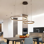 Lampa wisząca z okrągłymi pierścieniami LED, 2–5 pierścieni, czarna, złota lub brązowa