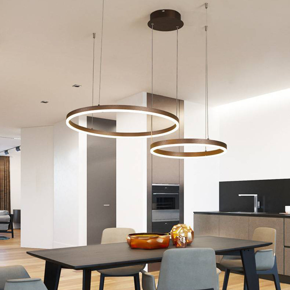 Circular Ring LED Pendant Light, 2-5 Rings, Black, Gold or Brown