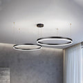 Lampa wisząca z okrągłymi pierścieniami LED, 2–5 pierścieni, czarna, złota lub brązowa