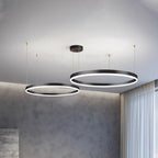 Lampa wisząca z okrągłymi pierścieniami LED, 2–5 pierścieni, czarna, złota lub brązowa