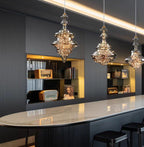 Grey Glass Pendant Chandelier with Starlight Ceiling Effect