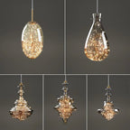 Grey Glass Pendant Chandelier with Starlight Ceiling Effect