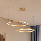 Lampa wisząca z okrągłymi pierścieniami LED, 2–5 pierścieni, czarna, złota lub brązowa
