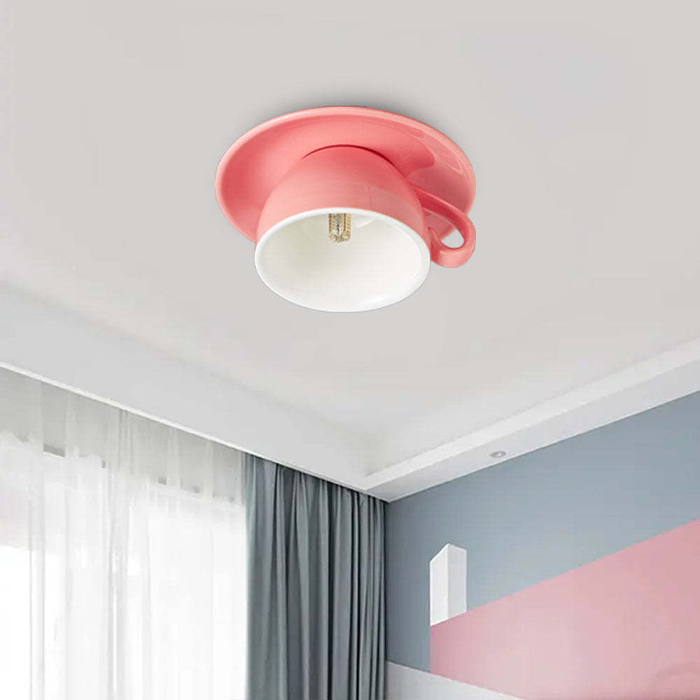 Ceramic Pendant Light in Pastel Yellow or Orange