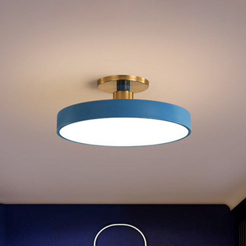 Round Acrylic LED Ceiling Light, Semi-Flush, Six Colours