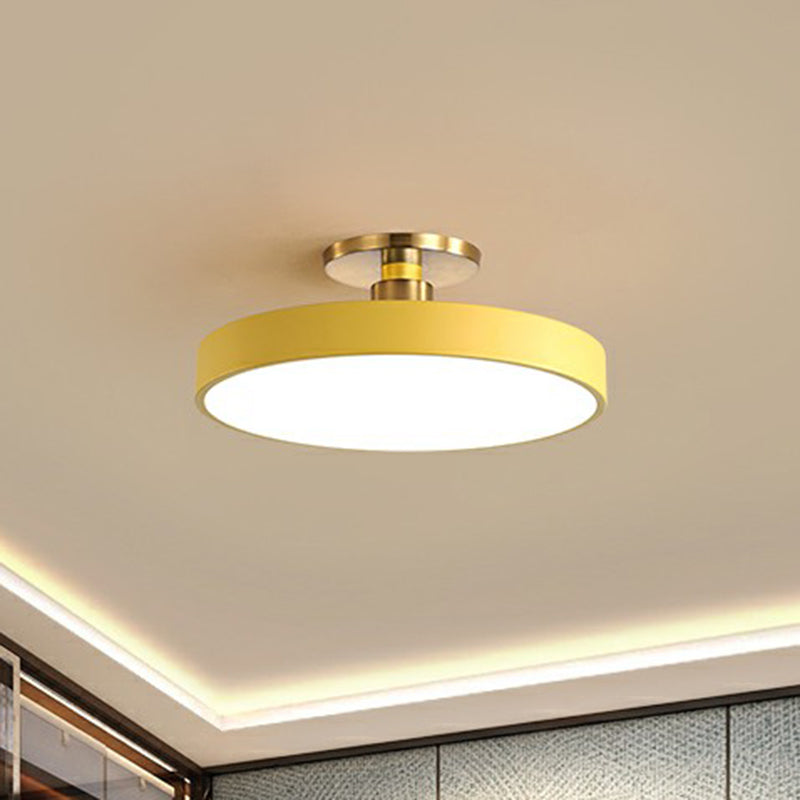 Round Acrylic LED Ceiling Light, Semi-Flush, Six Colours