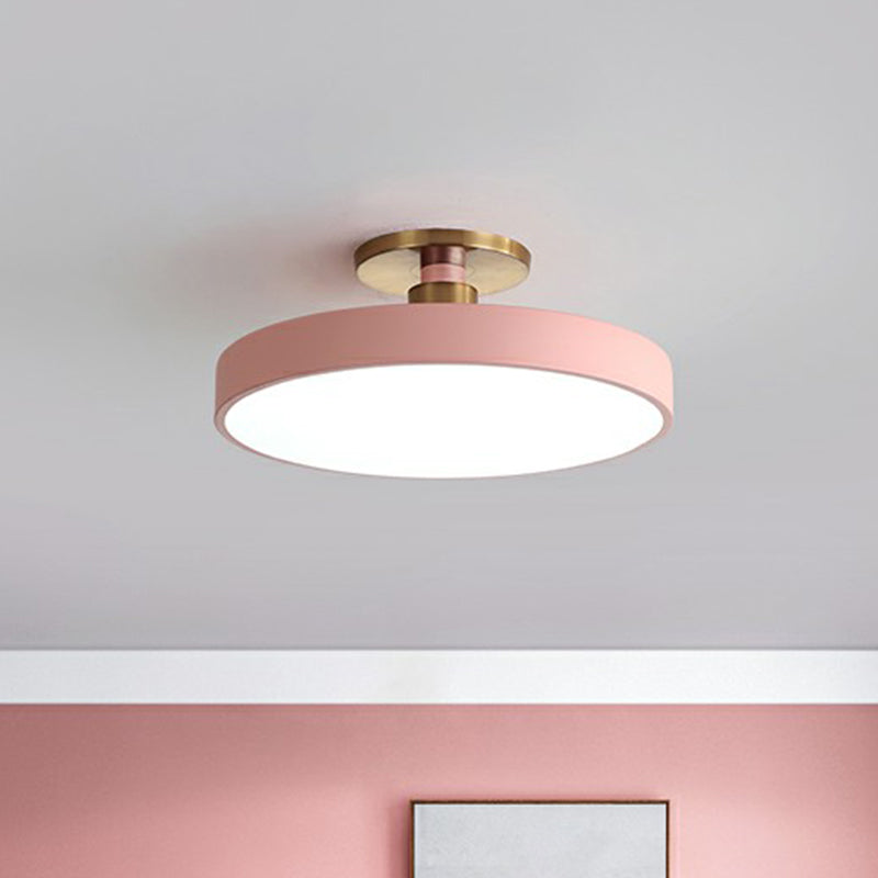 Round Acrylic LED Ceiling Light, Semi-Flush, Six Colours