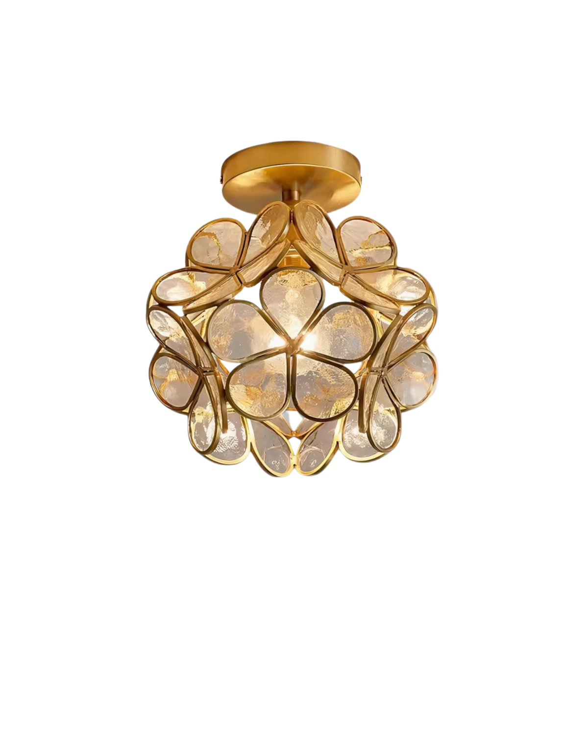 Acrylic Flower Ceiling Light with Gold-Finish Iron Frame, 20cm