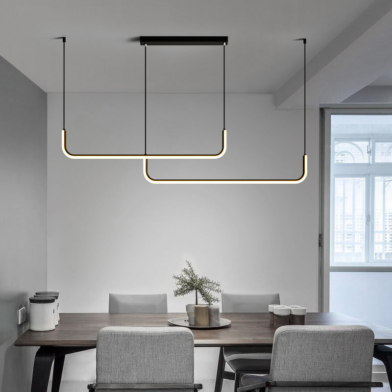 Black Metal Bar Pendant Light, Integrated LED 3000K