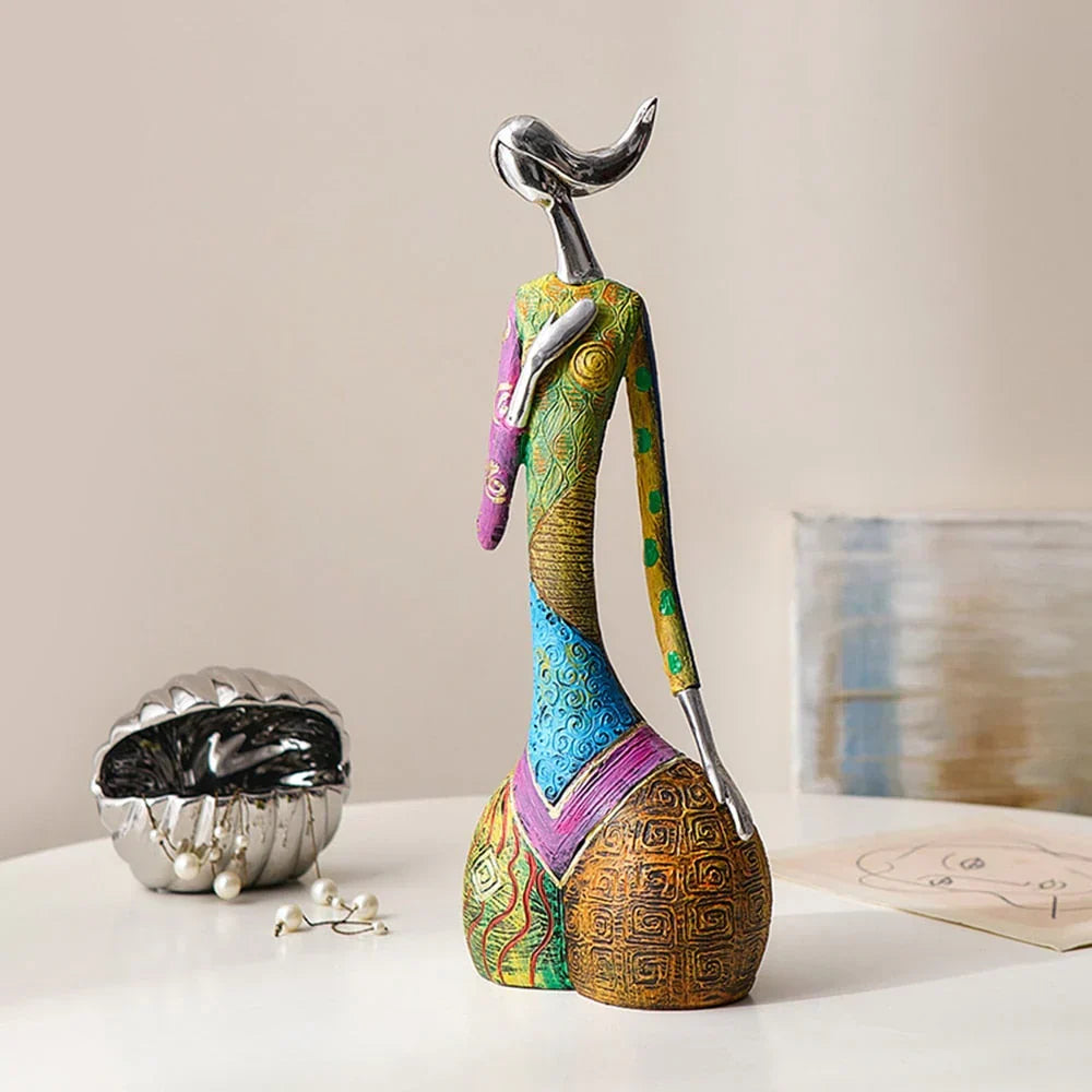 Abstract Female Figure Sculpture in Resin, Hand-Finished