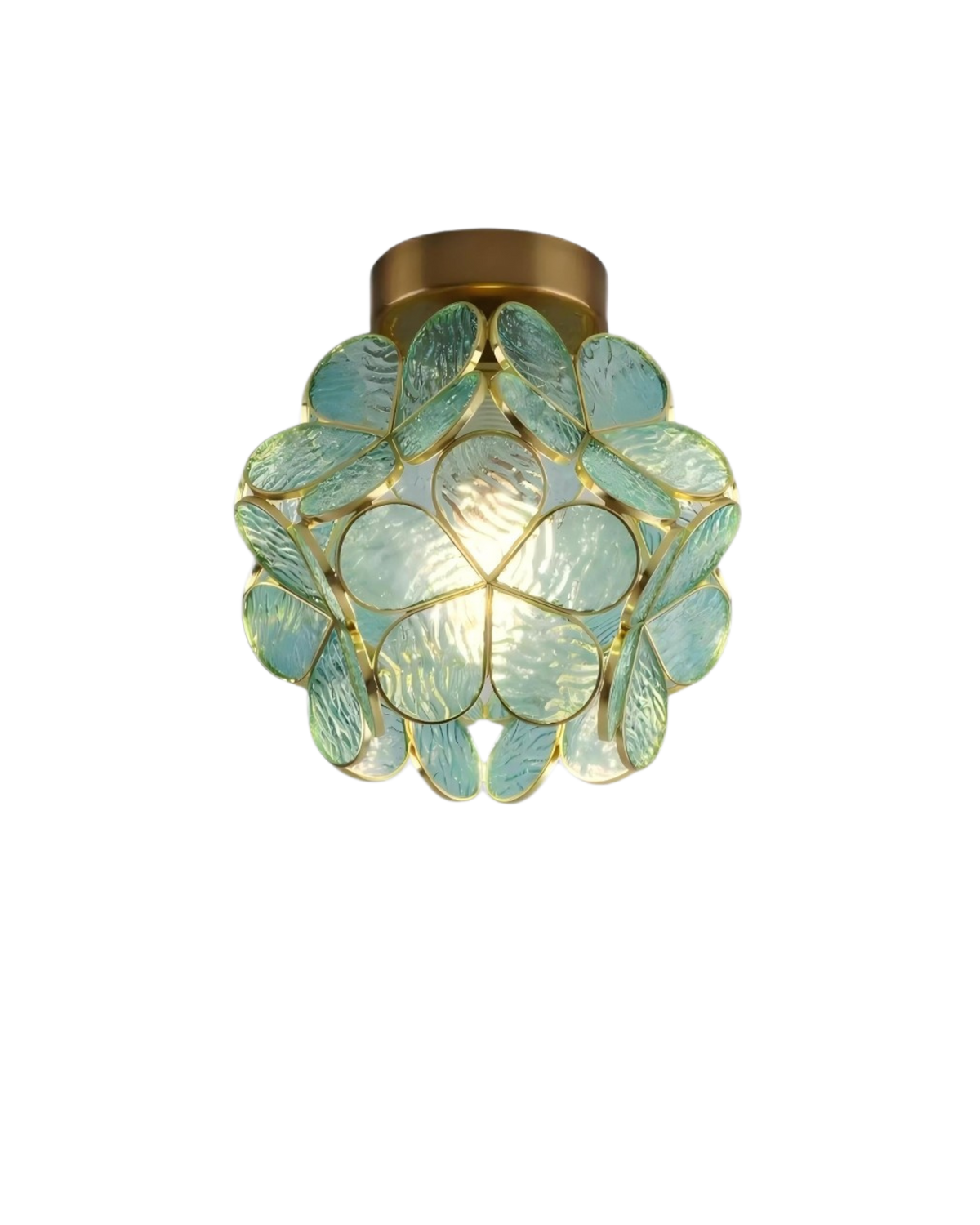 Acrylic Flower Ceiling Light with Gold-Finish Iron Frame, 20cm