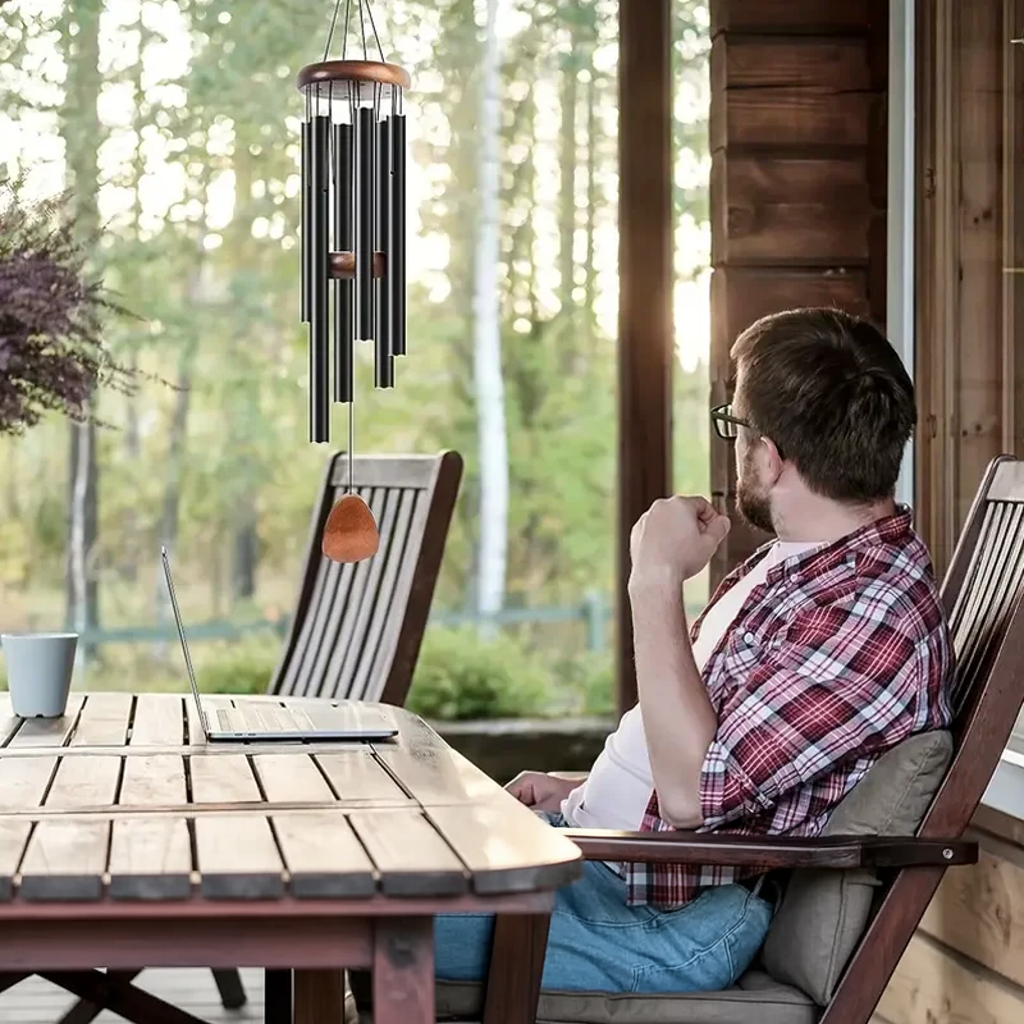 Metal Wind Chime 68cm, Aluminium Tubes, Gold, Black or Silver