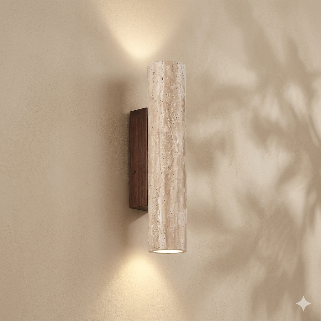 Travertine LED Wall Light with Natural Stone Finish, 28 or 32cm