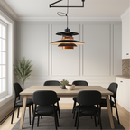 Swing Arm Pendant Light in Metal and Wood, 4 Shades