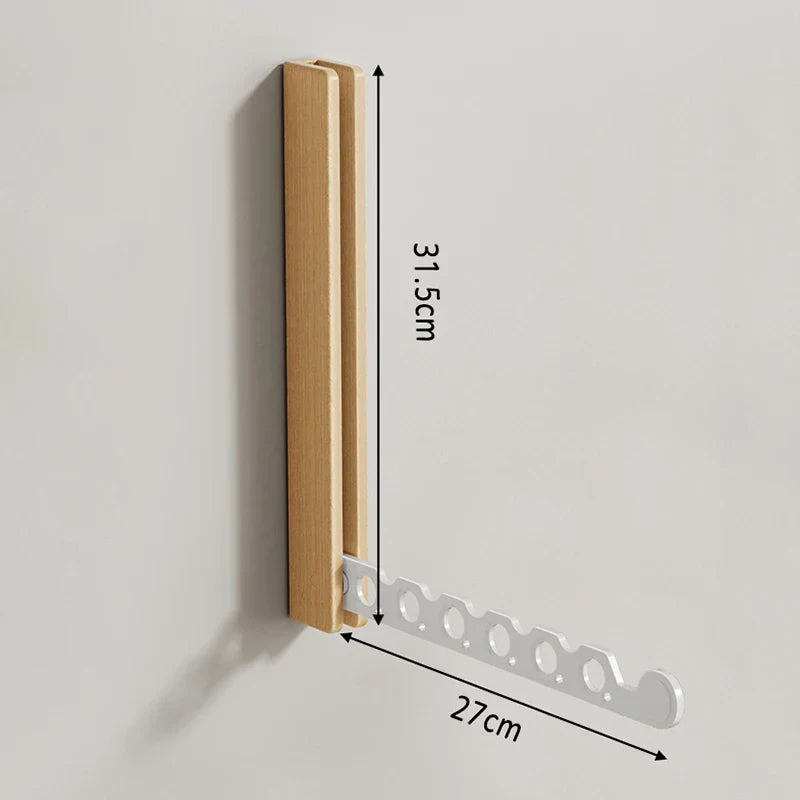 Folding Wooden Wall Coat Rack, Space-Saving, 31.5 x 27cm