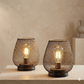 Cordless Metal Mesh Table Lamp, Rechargeable Warm White LED