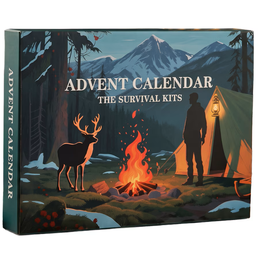 Advent Calendar with 24 Outdoor Tools for Camping and DIY