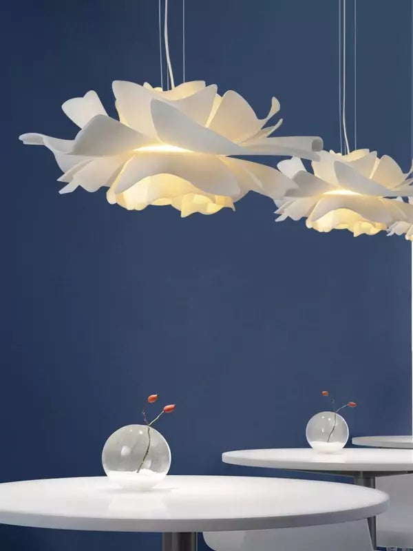 Handmade Lotus Flower Acrylic Pendant Light, White, Four Sizes