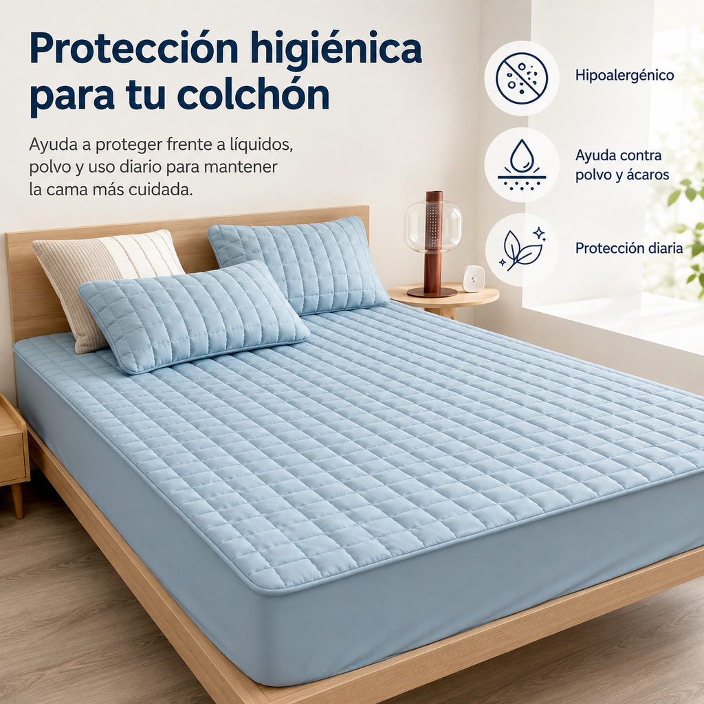 Quilted Water-Resistant Mattress Protector, Fits 30cm Depth
