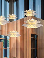 Handmade Lotus Flower Acrylic Pendant Light, White, Four Sizes