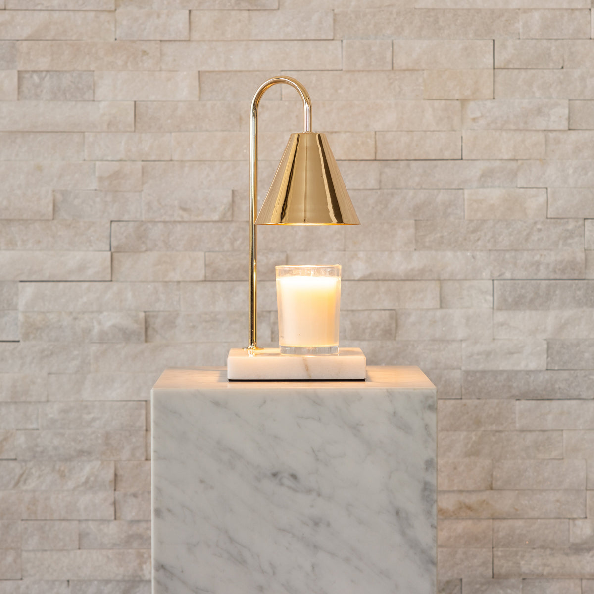 Marble-Effect Candle Warmer Lamp, Flameless Wax Melting