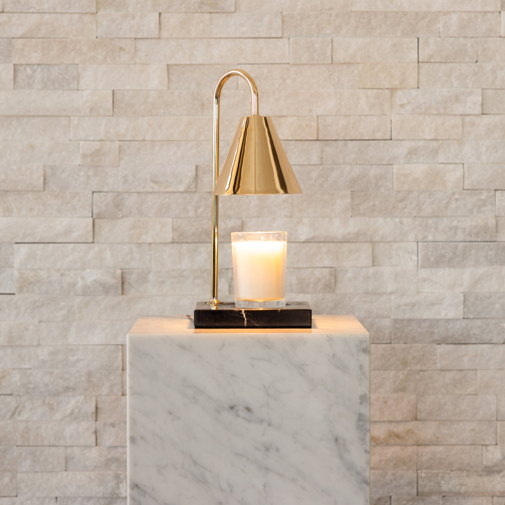 Marble-Effect Candle Warmer Lamp, Flameless Wax Melting