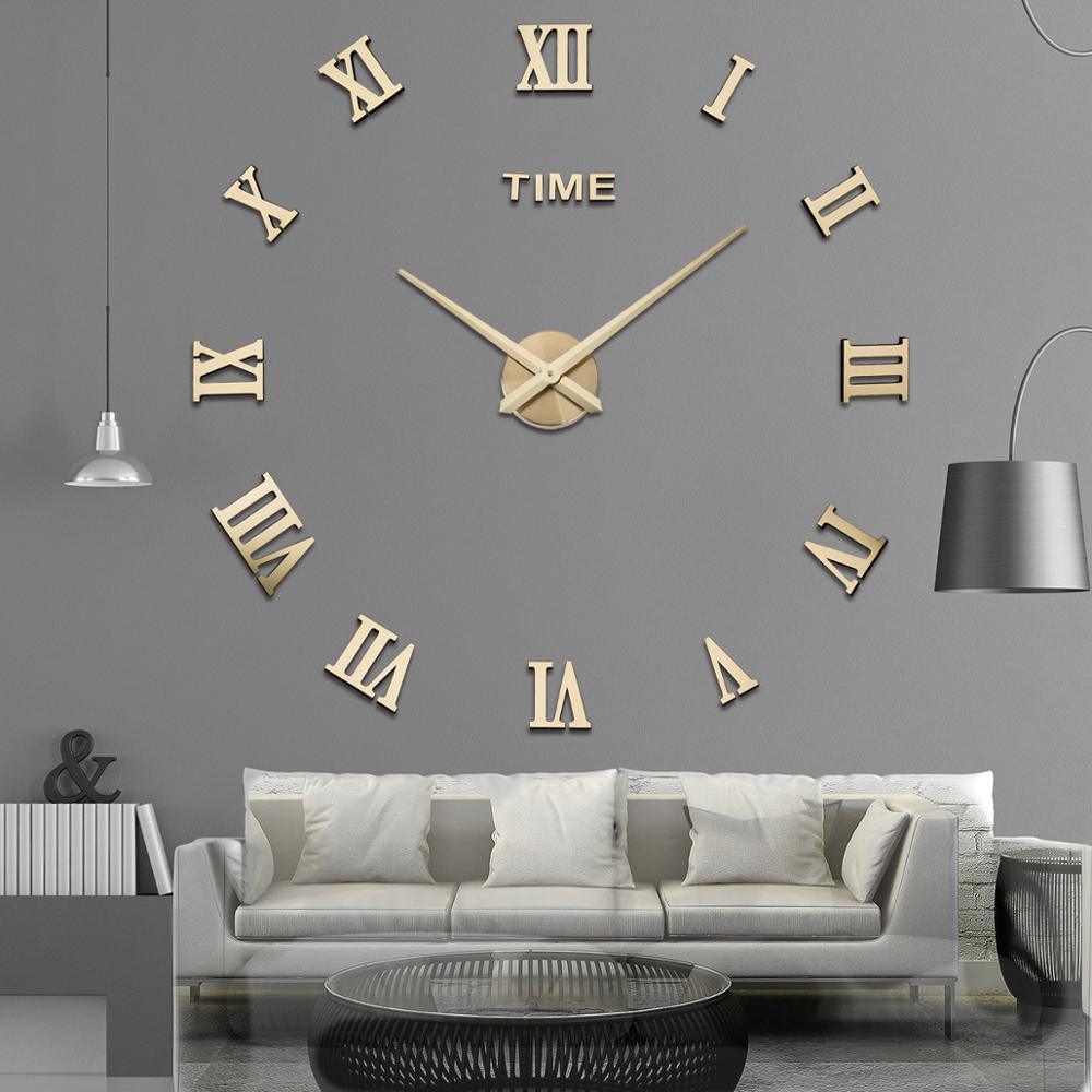 Geometric Roman Numeral Wall Clock, Mirror-Effect Acrylic