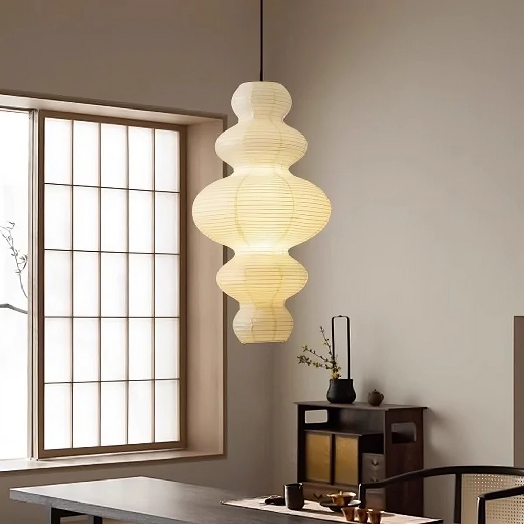 Layered Rice Paper Pendant Light, 45 cm, Japandi Style