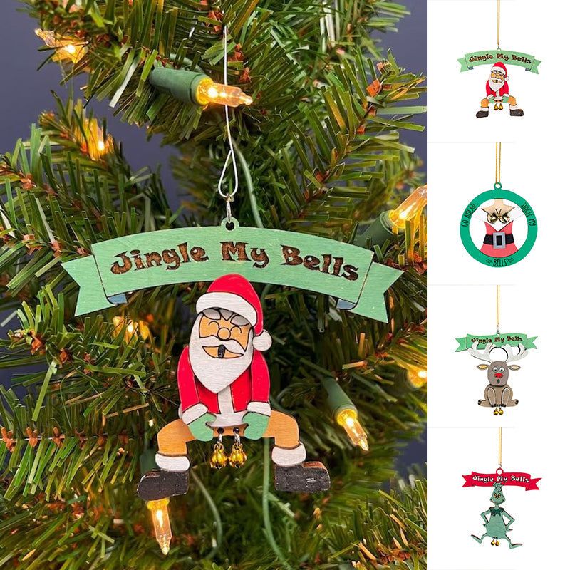 Hand-Painted Resin Christmas Tree Decorations with Bells