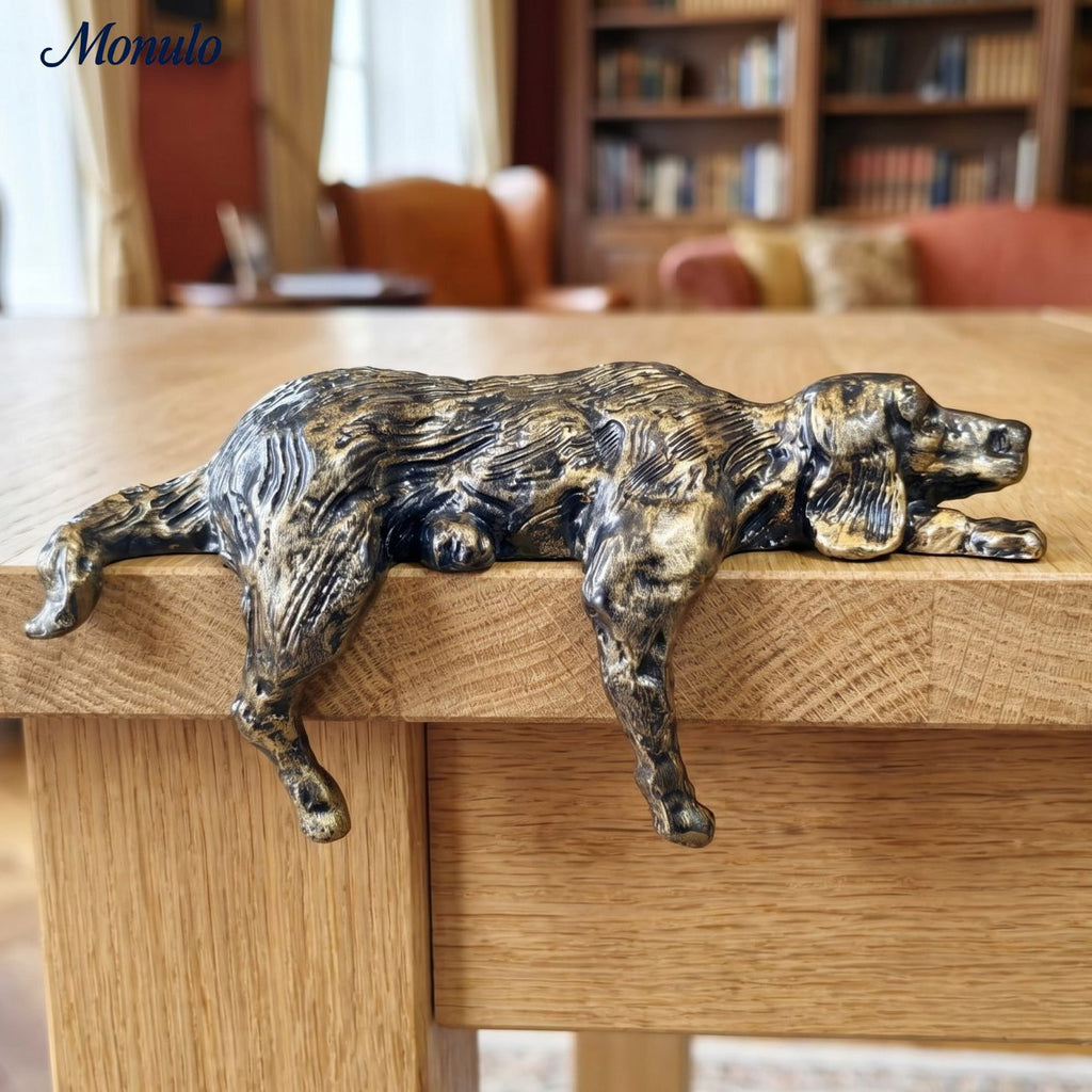 Geometric Iron Dog Sculpture, Minimalist Desk Ornament