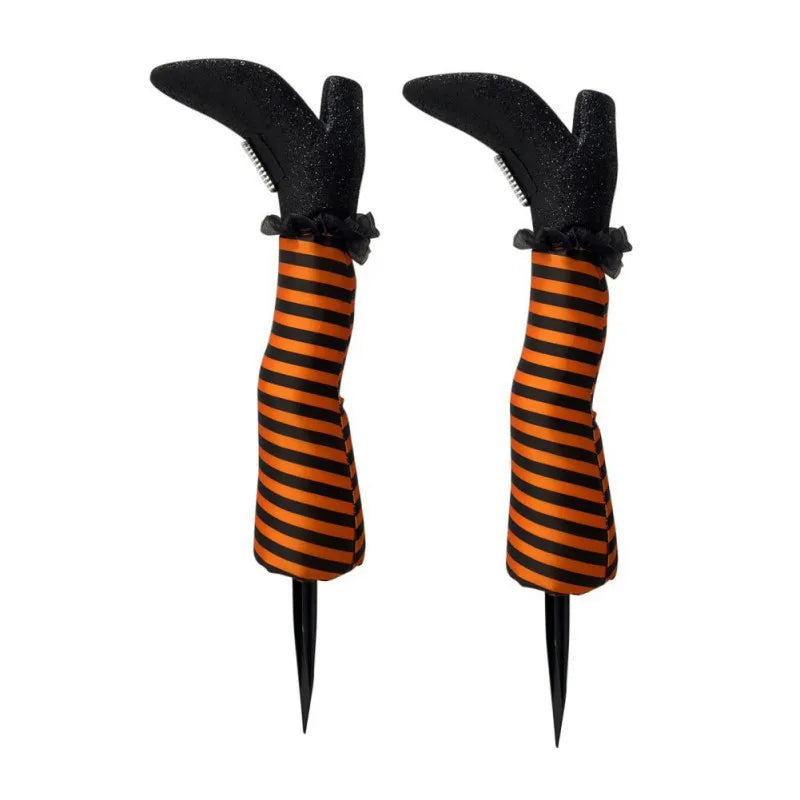 Halloween Witch Legs Garden Decoration with Striped Socks