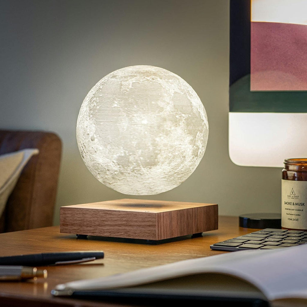 Levitating Moon Lamp with 3D-Printed Surface, 15 cm