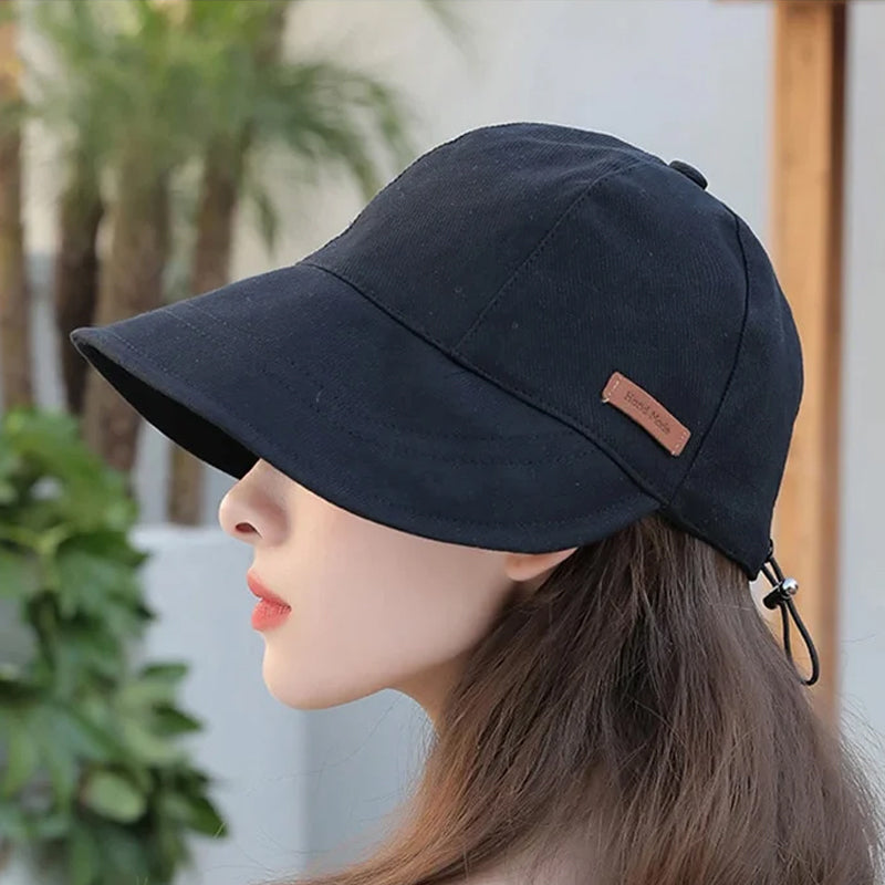 Foldable Wide-Brim Sun Hat with Mesh Panel, UV Protection