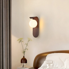 Scandinavian Wood Wall Light with Glass Globe, Integrated LED
