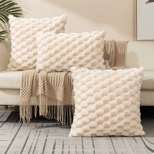 3D Textured Cushion Cover in Cotton Blend with Zip, 11 Colours