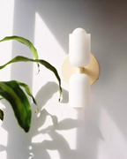 Twin Glass Shade Wall Light, E27, Six Colours, Plug-In or Wired