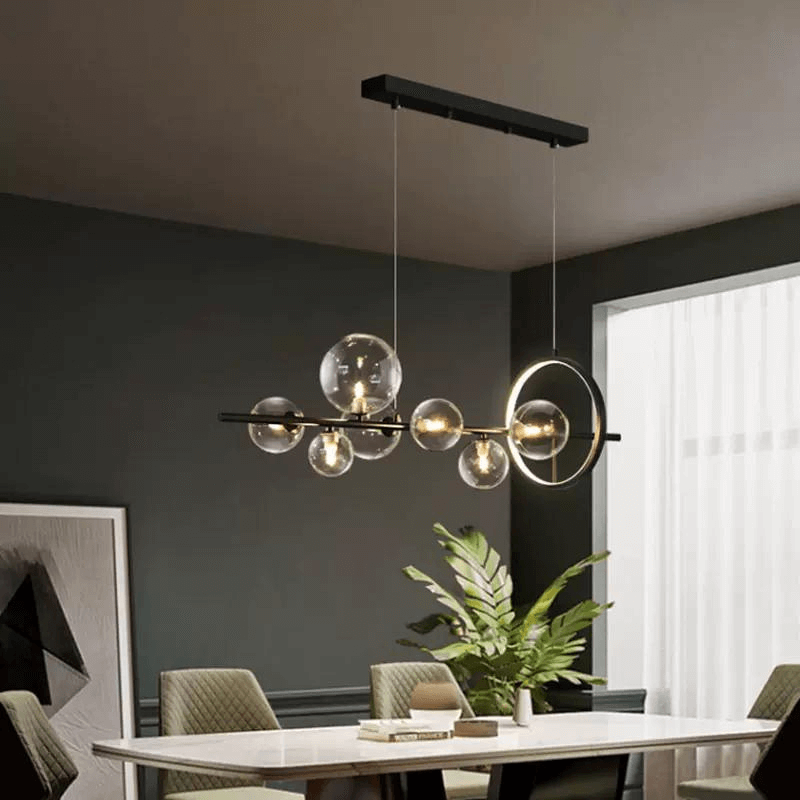 Linear Glass Globe Pendant Light, 7 or 10 Lights, G9 LEDs