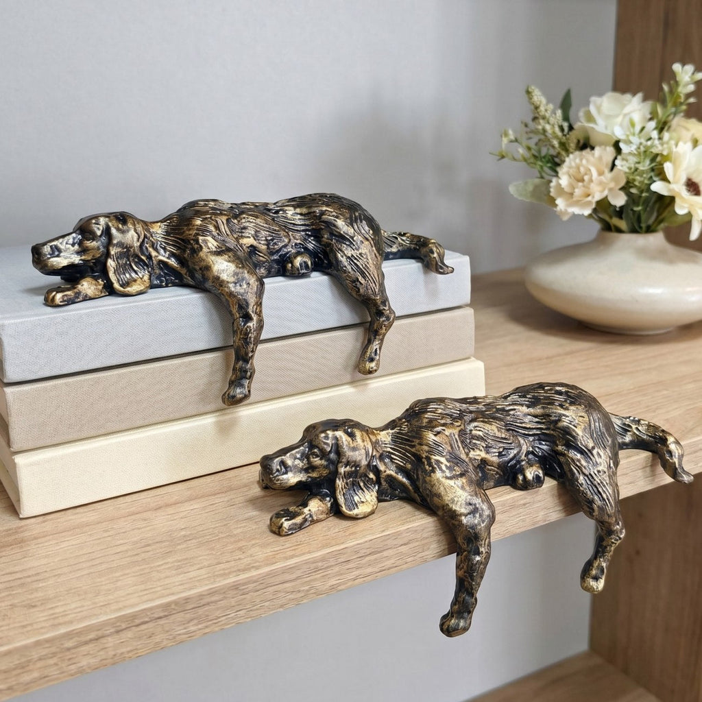 Geometric Iron Dog Sculpture, Minimalist Desk Ornament