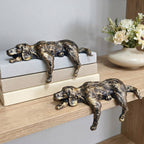 Geometric Iron Dog Sculpture, Minimalist Desk Ornament