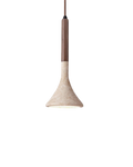 Travertine Pendant Light with Walnut Wood Detail