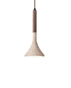 Travertine Pendant Light with Walnut Wood Detail