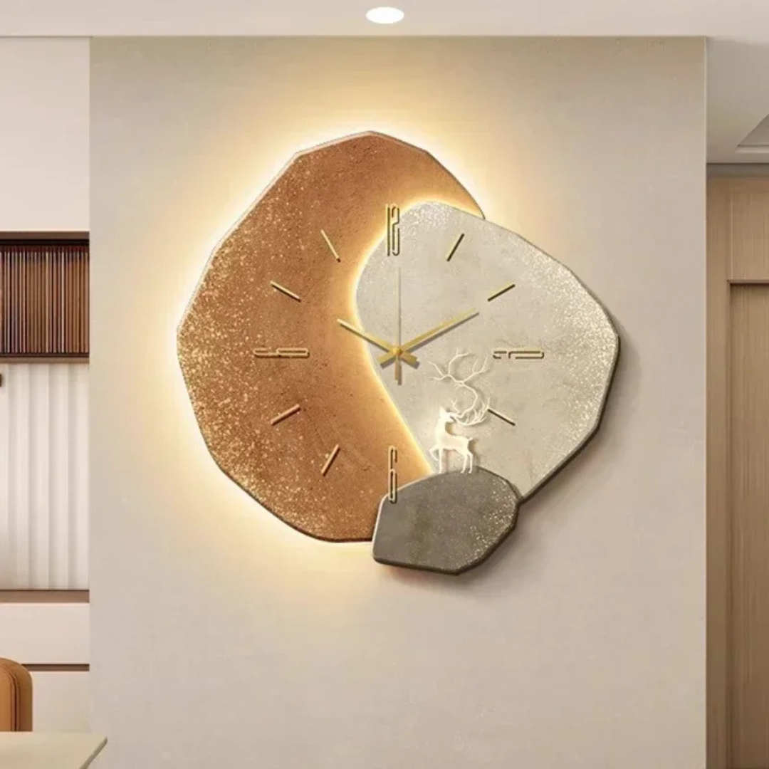Wooden Wall Clock with LED Backlight, Silent Quartz