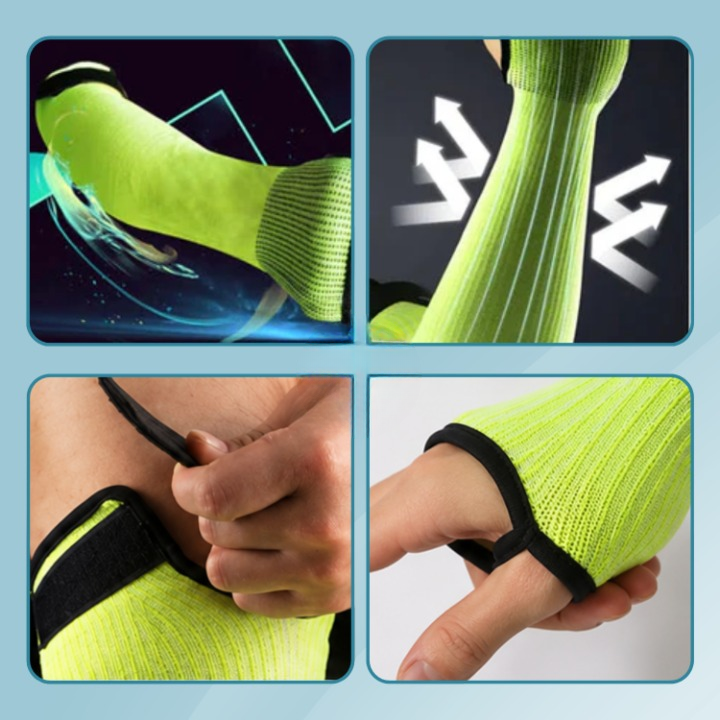Cut-Resistant Work Arm Sleeves, 40 cm, Hook and Loop