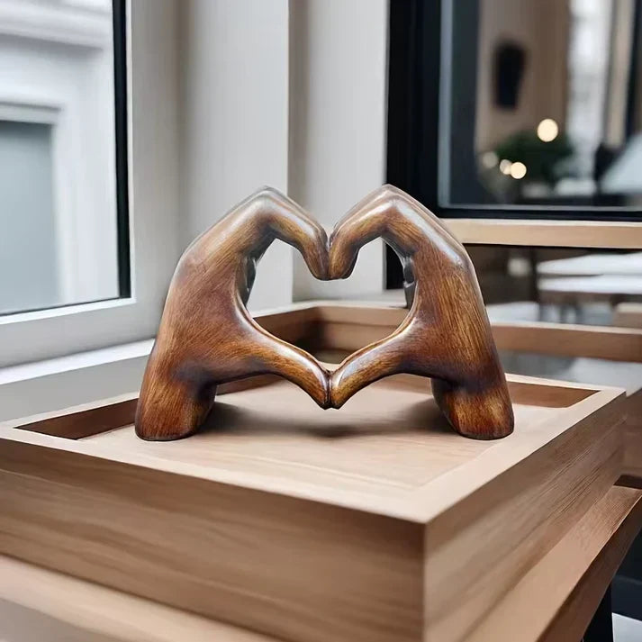 Handmade Wooden Heart Ornament, Carved Love Symbol Decor