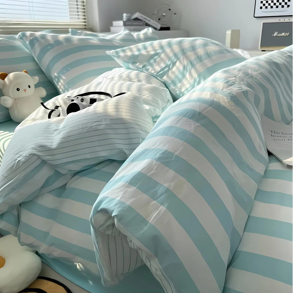 Striped Duvet Cover Set with Fitted Sheet, Four Bed Sizes