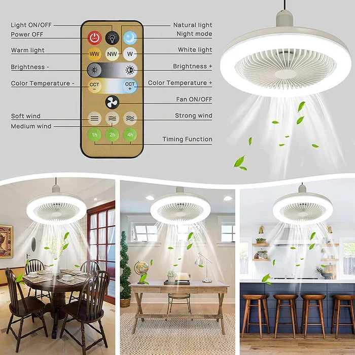 Ceiling Fan with LED Light, E27 Fit, Remote Control, 2100lm