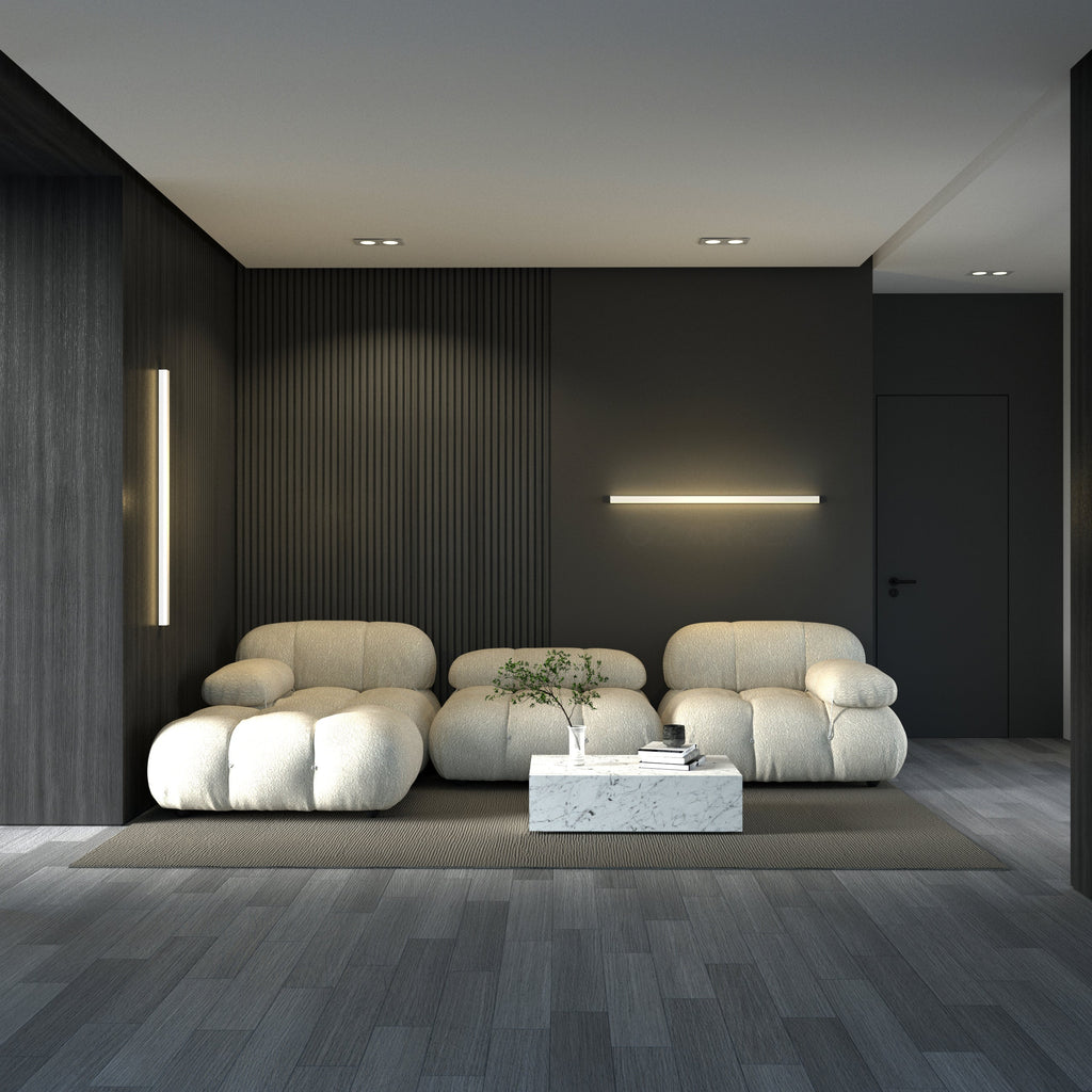 Linear LED Wall Light with Integrated Strip, Black or White