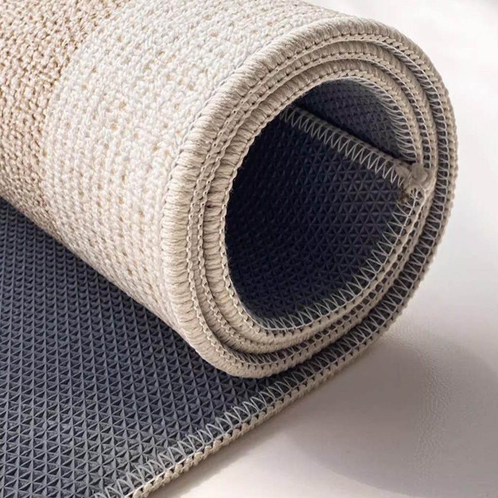 Jute Doormat with Contrast Woven Border, Non-Slip Backing