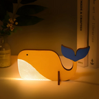 Scandinavian Wood Animal Table Lamp, Warm White LED, USB