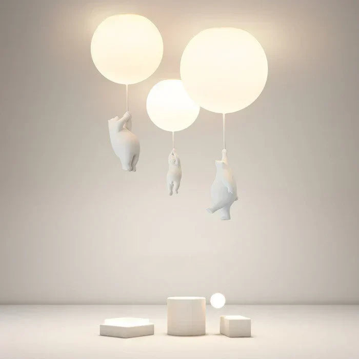 Kids Bear and Balloon Pendant Light with Warm LED